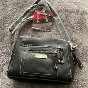 Tignanello Brand New Black Leather Crossbody